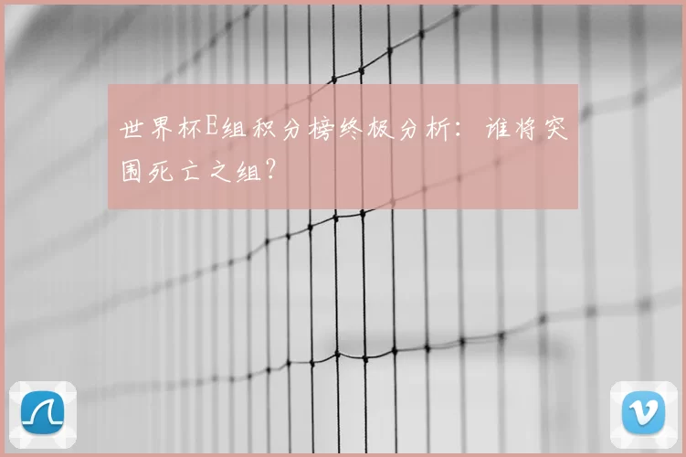 世界杯E组积分榜终极分析:谁将突围死亡之组?